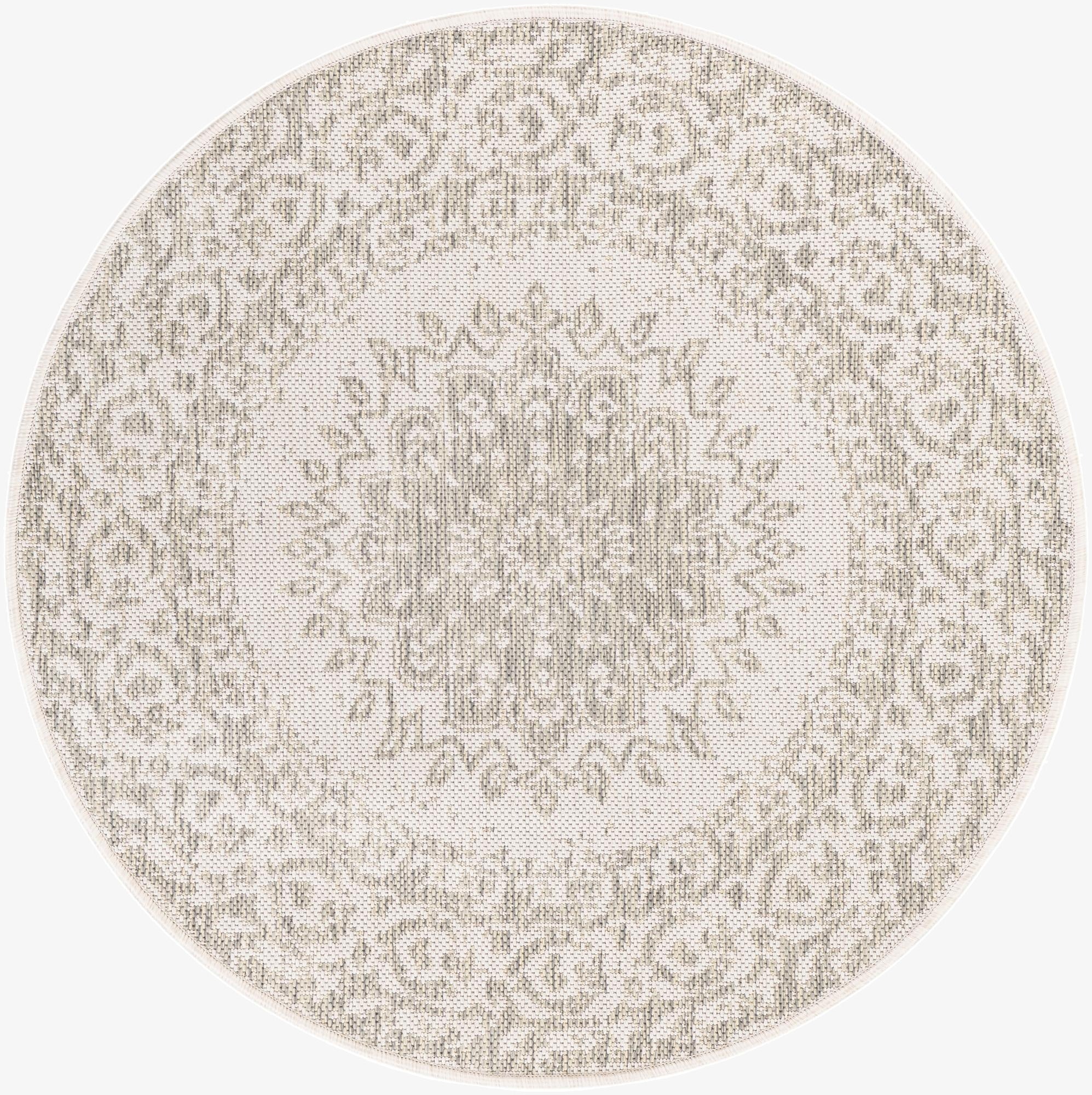  3' x 3'  Washable Traditional Indoor / Outdoor Round Rug