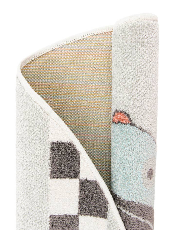 Detail image of  7' 10 x 7' 10 Racecar Whimsy Kids Round Rug