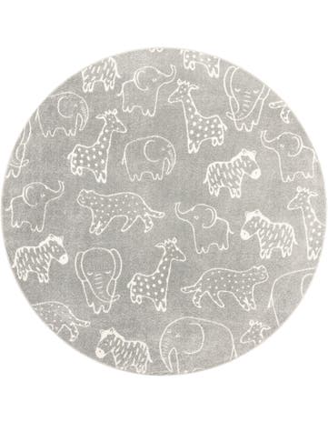 7' 10 x 7' 10 Animals Whimsy Kids Round Rug