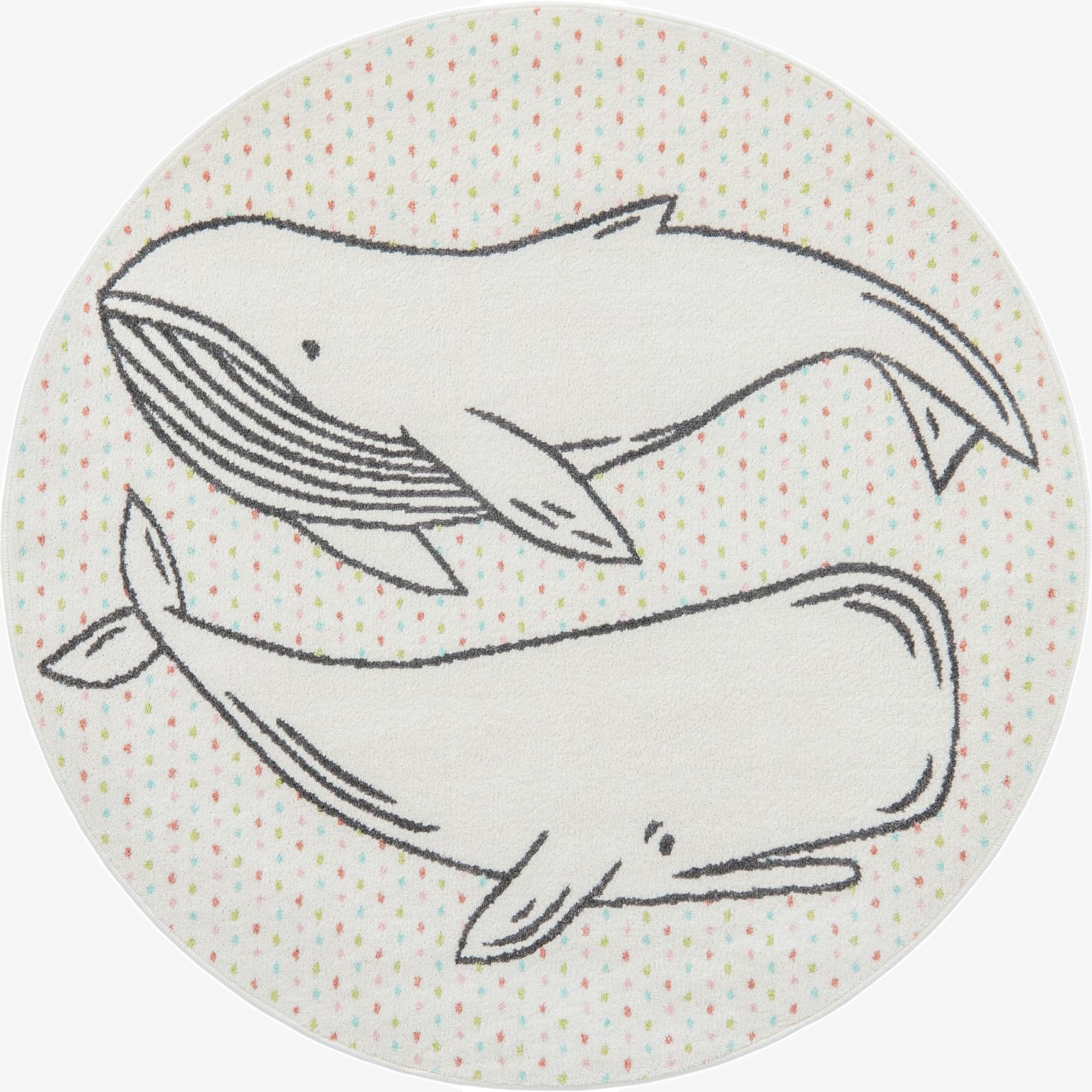 5' 3 x 5' 3 Whale Whimsy Kids Round Rug