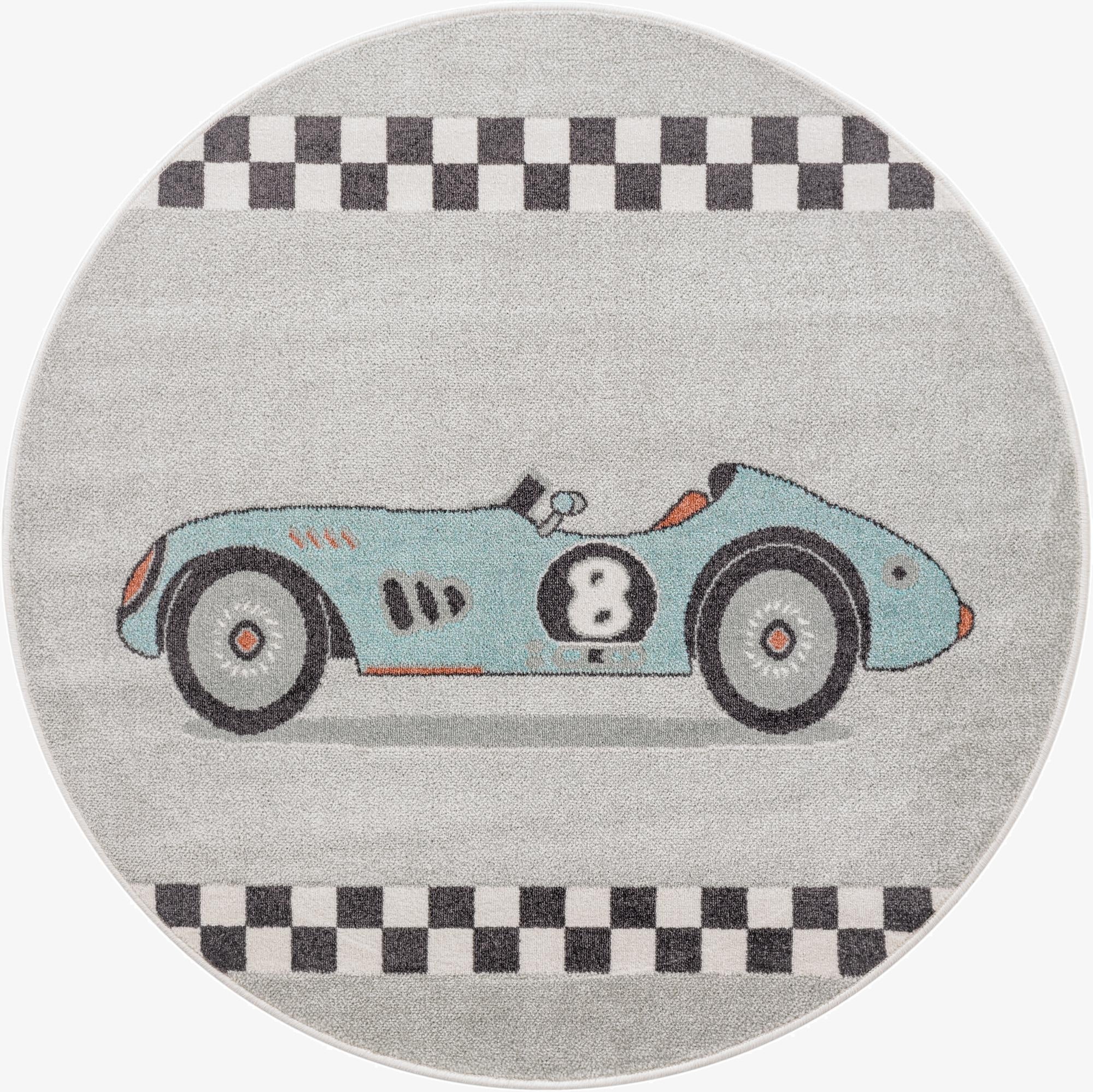 Primary image  5' 3 x 5' 3 Racecar Whimsy Kids Round Rug
