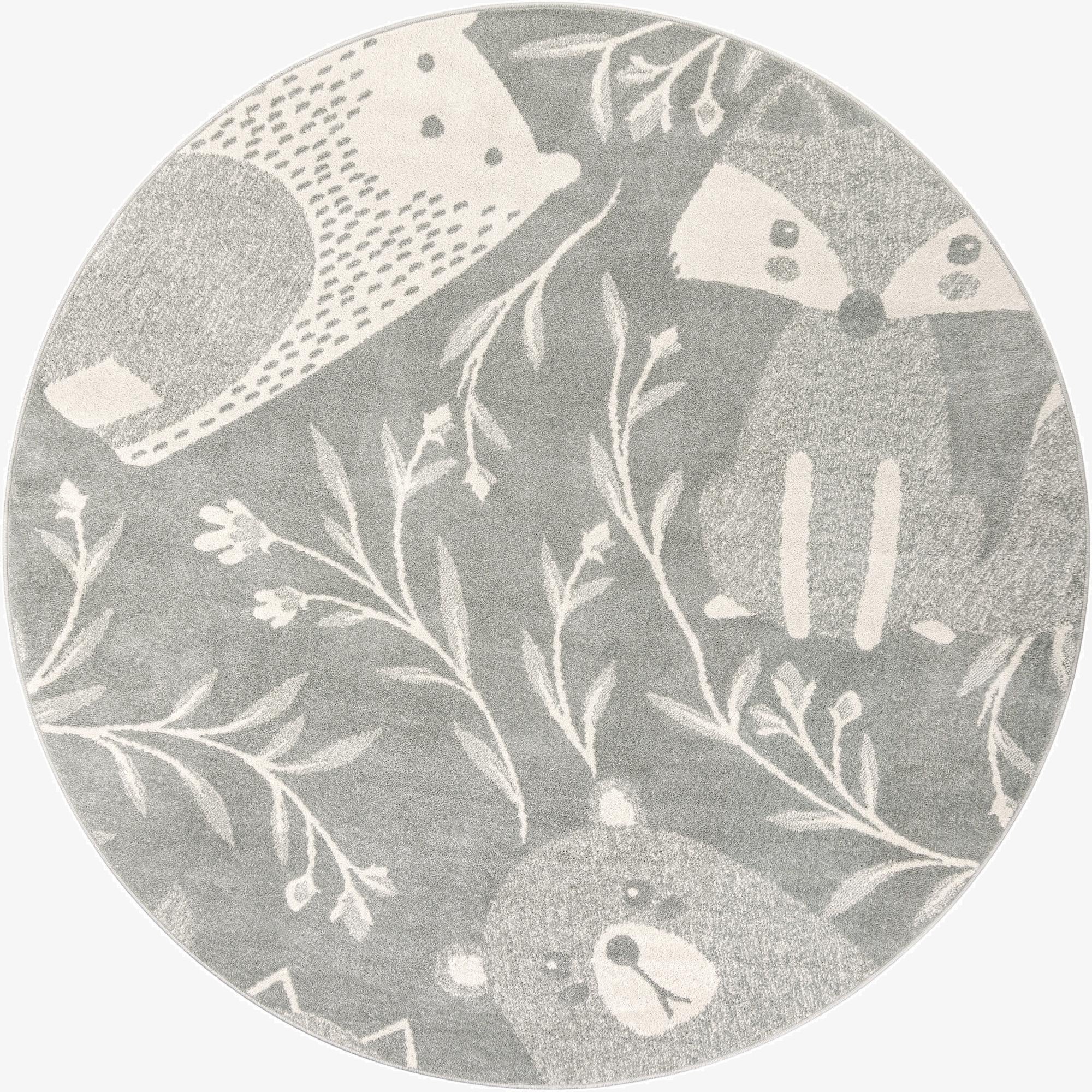  7' 10 x 7' 10 Animals Whimsy Kids Round Rug