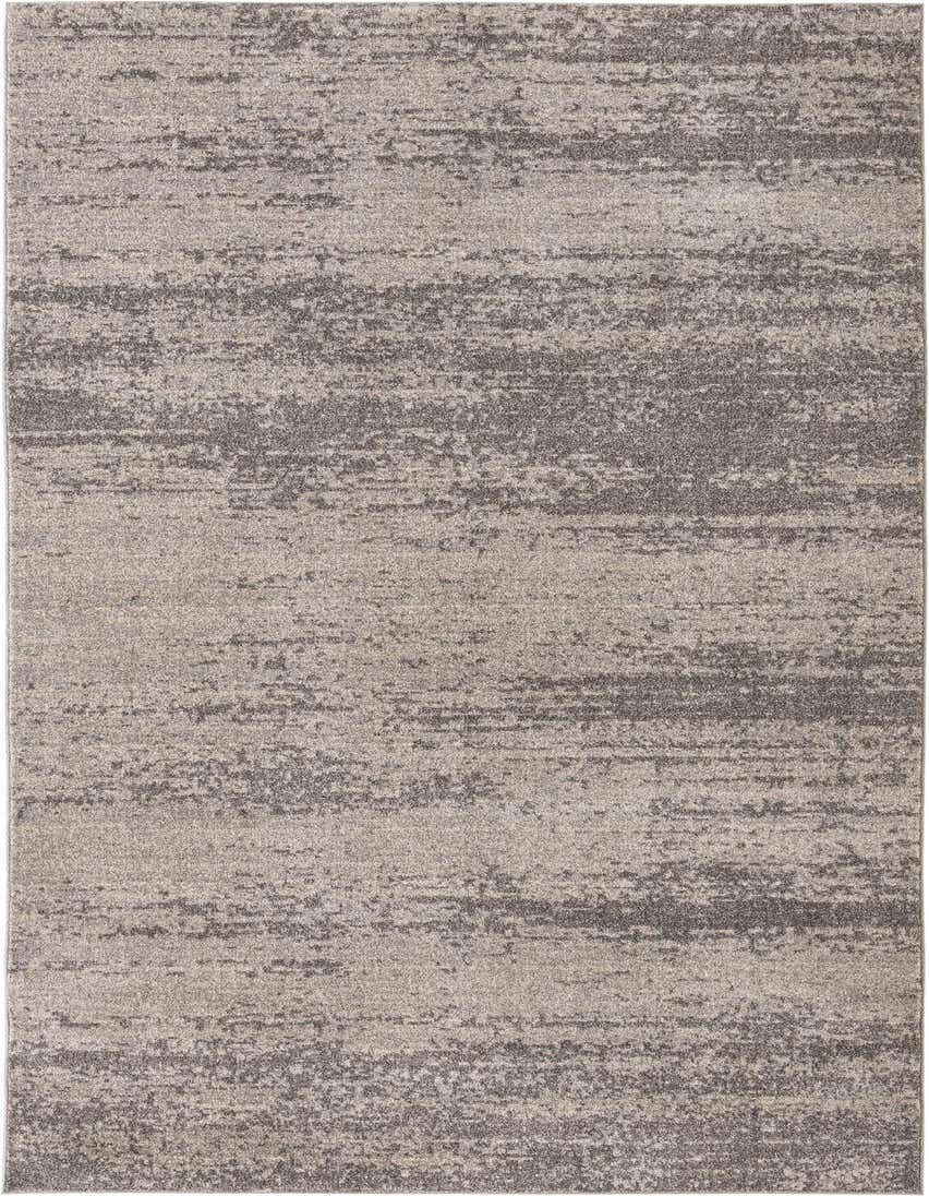 A 14 ft runner rug in varying shades of gray, featuring a distressed, abstract pattern, perfect for a hallway.