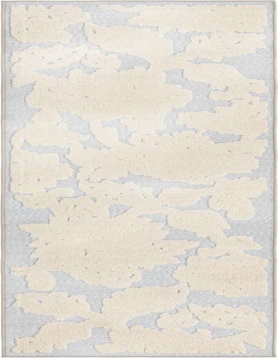 A gray 8 ft runner rug with an abstract, textured botanical pattern in off-white, suitable for hallways or patios.