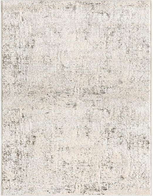 A 10 ft runner rug in shades of gray and silver with a modern, abstract, and distressed pattern, ideal for a hallway.