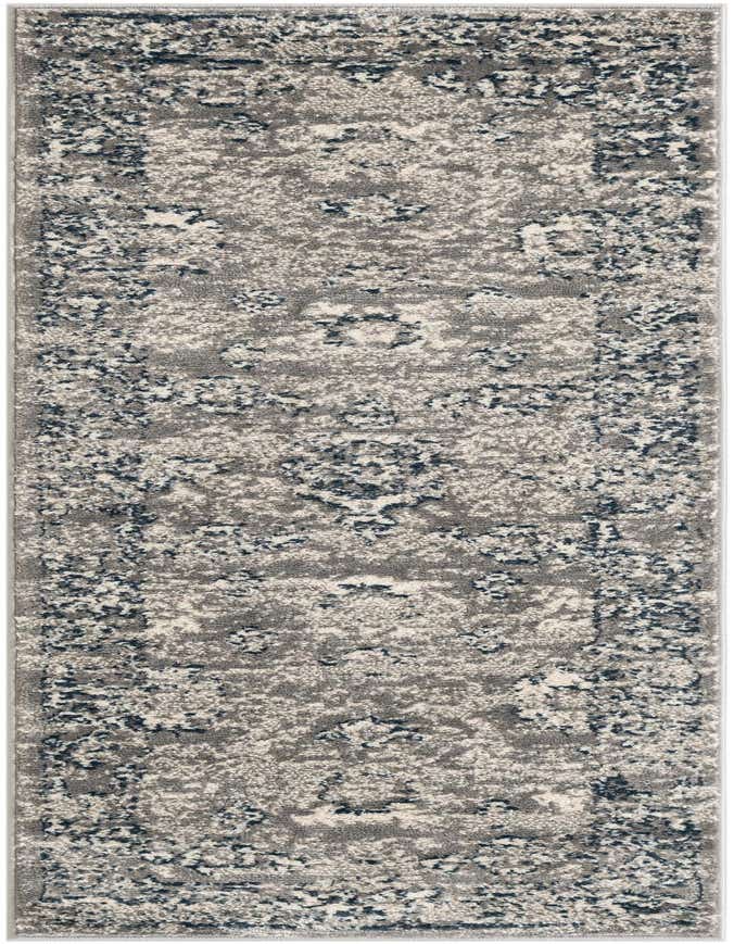 A 6 ft runner rug from the Charleston Collection, featuring a distressed traditional medallion pattern in grays and silvers.