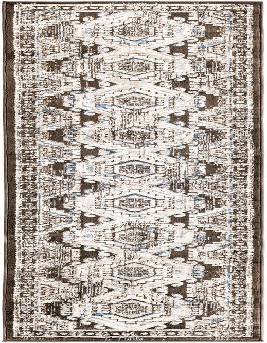 A long, narrow 8 ft runner rug in shades of gray, silver, and hints of blue, featuring a distressed traditional tribal pattern, ideal for a hallway or kitchen.