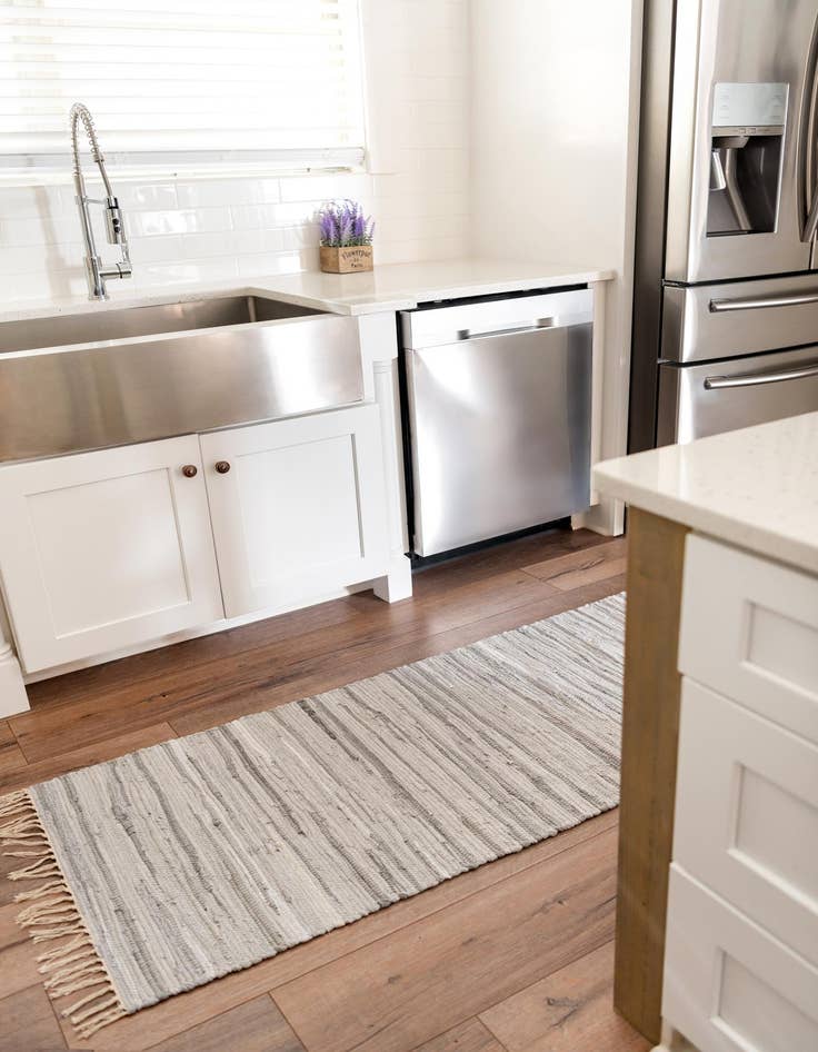 Detail image of  2' 2 x 6' 7  Hand Woven Chindi Cotton Runner Rug