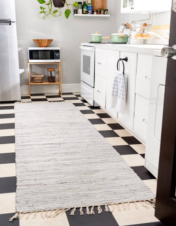 Detail image of  2' 2 x 6' 7  Hand Woven Chindi Cotton Runner Rug