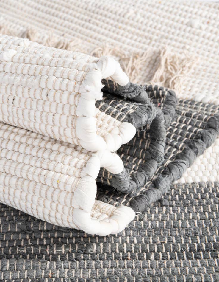 Detail image of  2' 6 x 16' 5  Hand Woven Chindi Rag Runner Rug