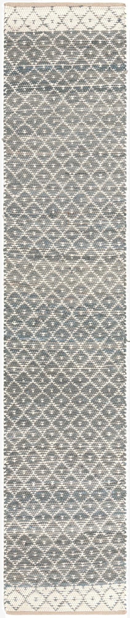  2' 7 x 13' 1  Hand Woven Chindi Trellis Runner Rug