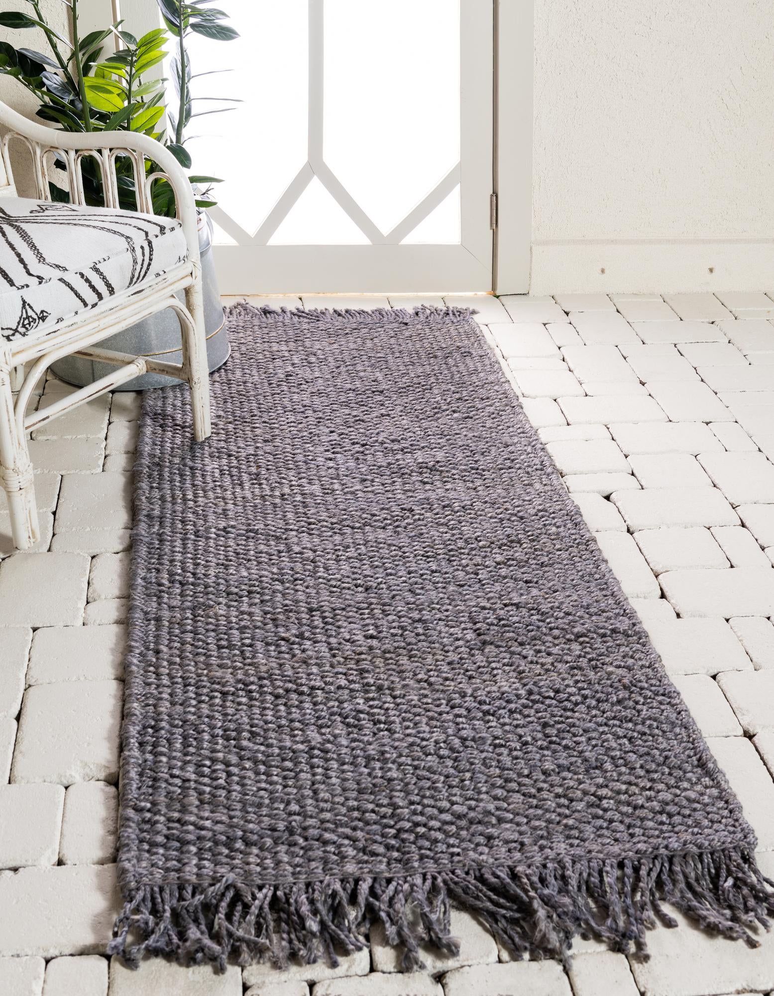 Gray 2' x 8' Hand Woven Chunky Jute Runner Rug | Rugs.com