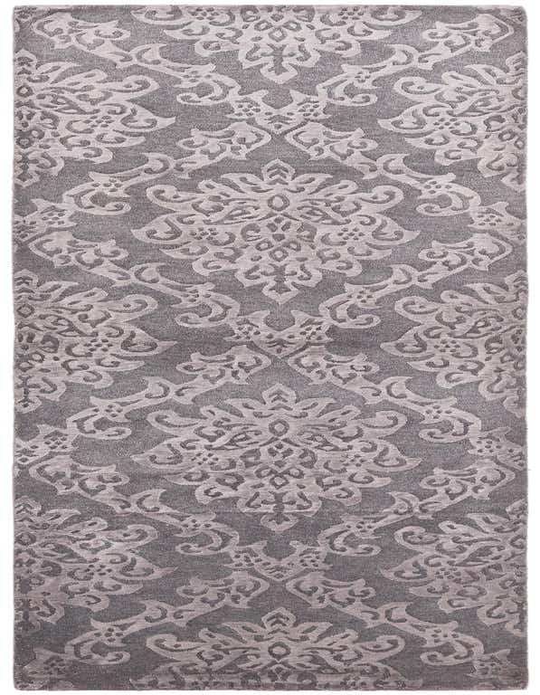 A 10 ft gray runner rug with a high pile and a subtle, lighter gray modern oriental pattern, perfect for a hallway.