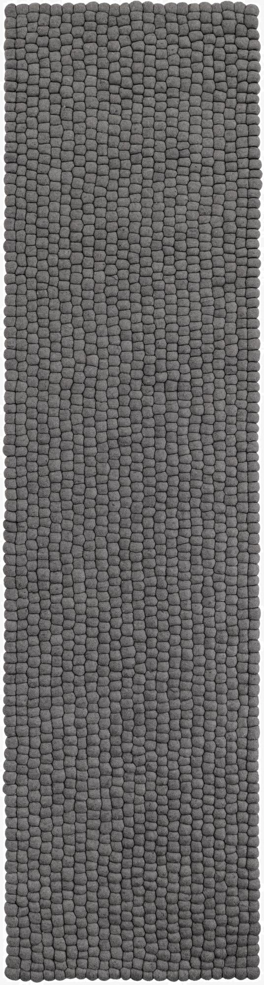  2' 7 x 9' 10  Hand Woven Felt Ball Wool Runner Rug