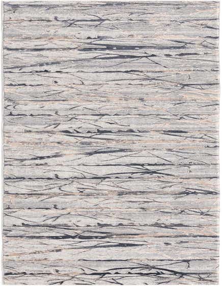 A gray 8 ft runner rug with a modern stripe pattern featuring abstract dark gray and beige lines, ideal for a hallway.