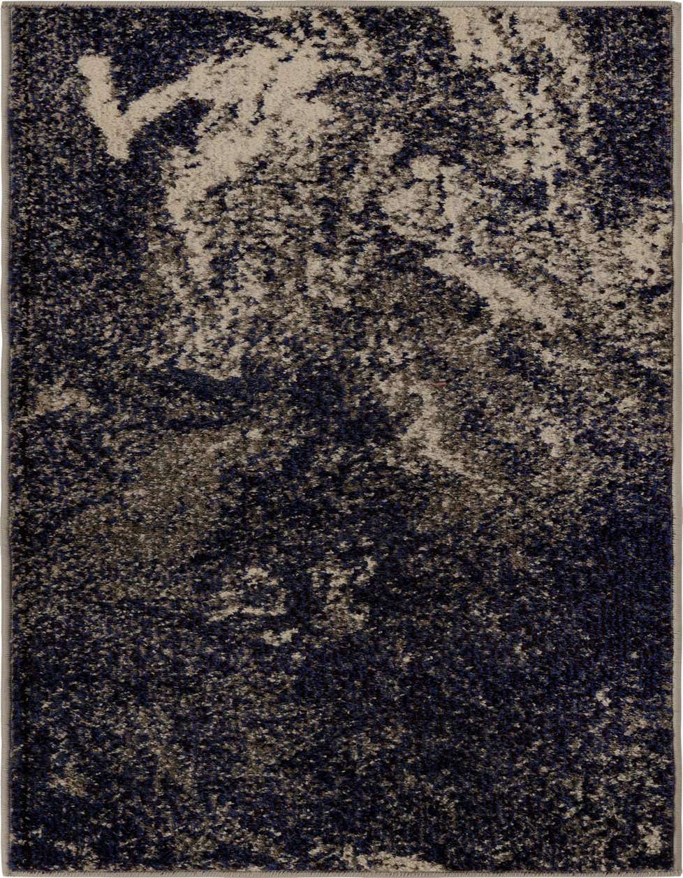 A 4 Ft runner rug from the Haerfest Collection, featuring an abstract pattern in shades of gray and silver, ideal for a hallway.