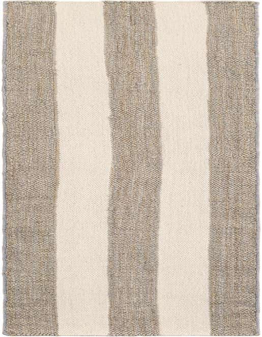 A Jill Zarin Hamptons 8 Ft Runner rug featuring wide, alternating stripes of textured gray and cream, suitable for a hallway.