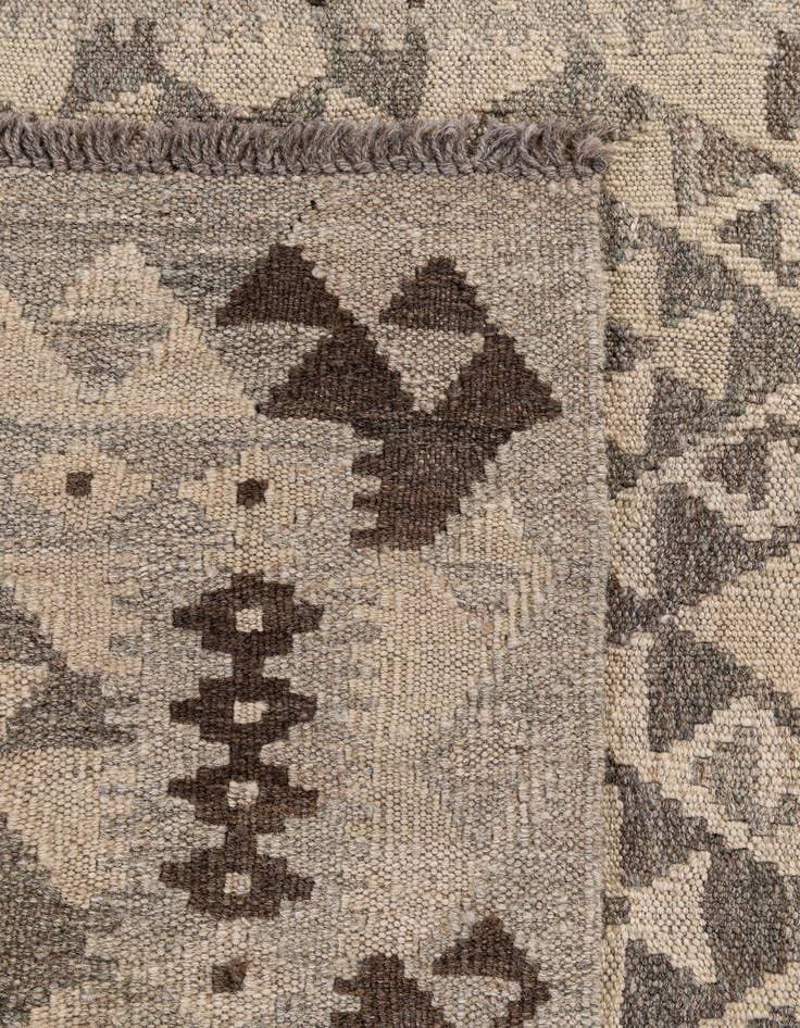 Detail image of  2' 9 x 12' 11  Hand Woven Kilim Maymana Wool Runner Rug
