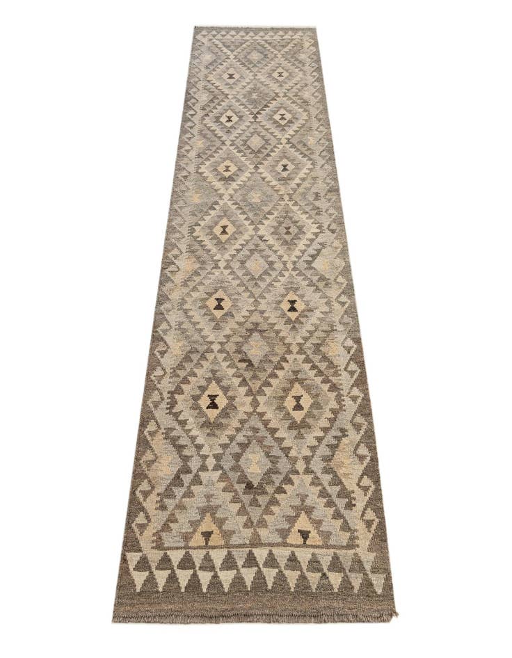 Detail image of  2' 9 x 9' 8  Hand Woven Kilim Maymana Wool Runner Rug