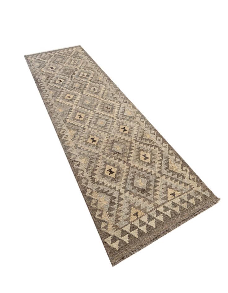 Detail image of  2' 9 x 9' 8  Hand Woven Kilim Maymana Wool Runner Rug