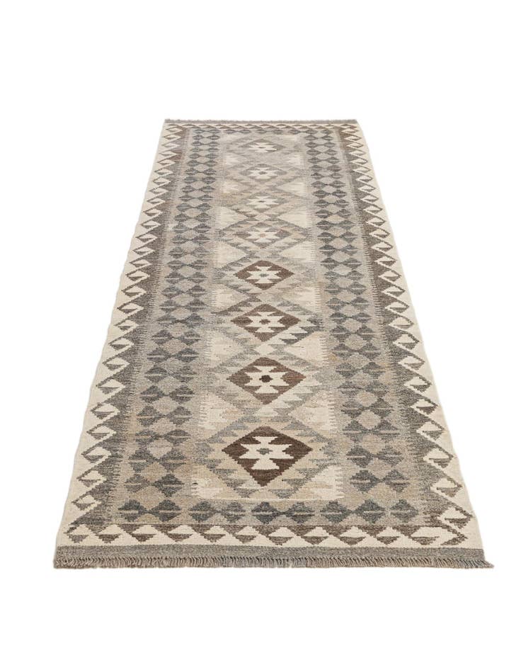 Detail image of  2' 7 x 9' 7  Hand Woven Kilim Maymana Wool Runner Rug