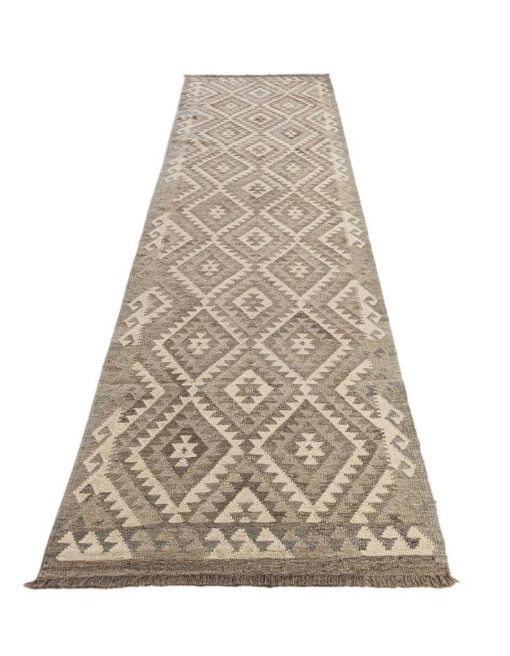 Detail image of  2' 11 x 13' 4  Hand Woven Kilim Maymana Wool Runner Rug