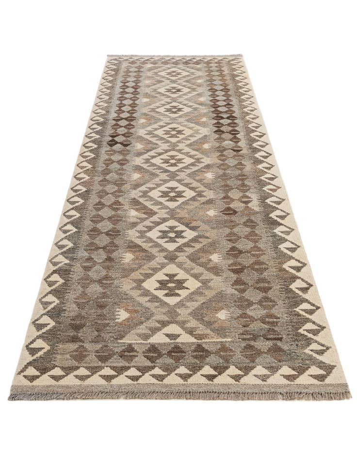 Detail image of  2' 9 x 9' 8  Hand Woven Kilim Maymana Wool Runner Rug