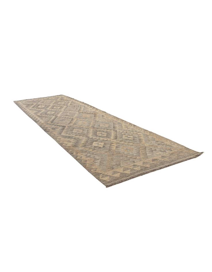 Detail image of  2' 9 x 9' 9  Hand Woven Kilim Maymana Wool Runner Rug