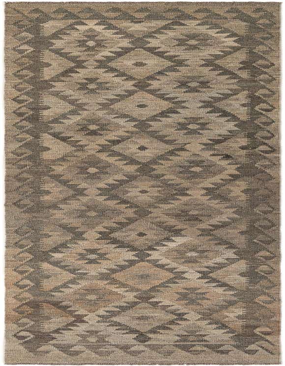 A 10 ft runner rug featuring a gray and silver tribal geometric pattern, perfect for a hallway.