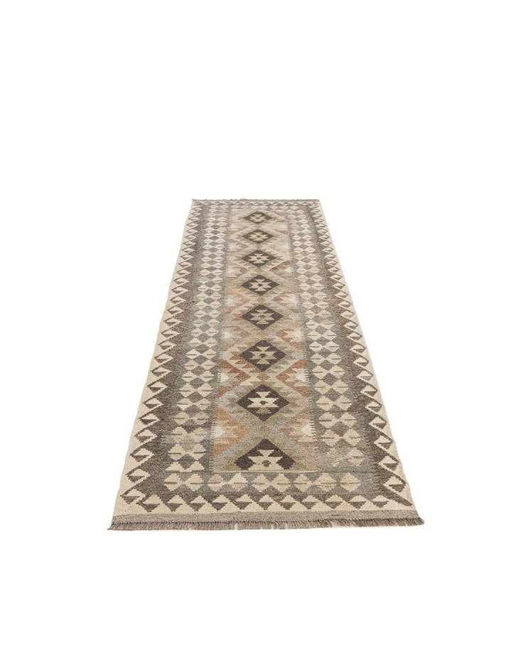 Detail image of  2' 8 x 9' 6  Hand Woven Kilim Maymana Wool Runner Rug