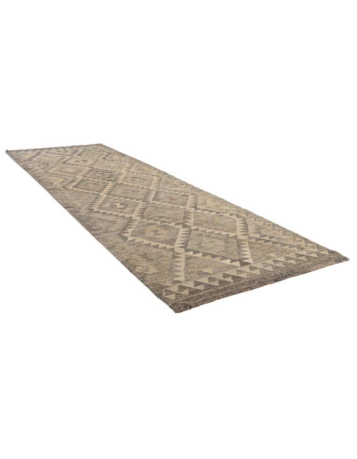 Detail image of  2' 11 x 9' 10  Hand Woven Kilim Maymana Wool Runner Rug