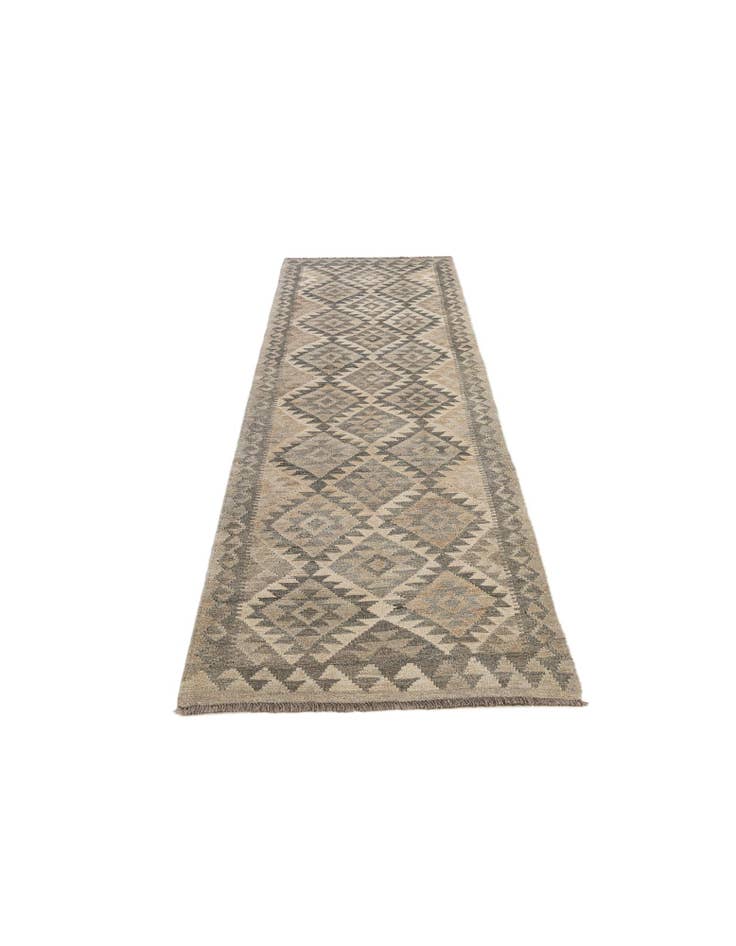 Detail image of  2' 8 x 9' 10  Hand Woven Kilim Maymana Wool Runner Rug