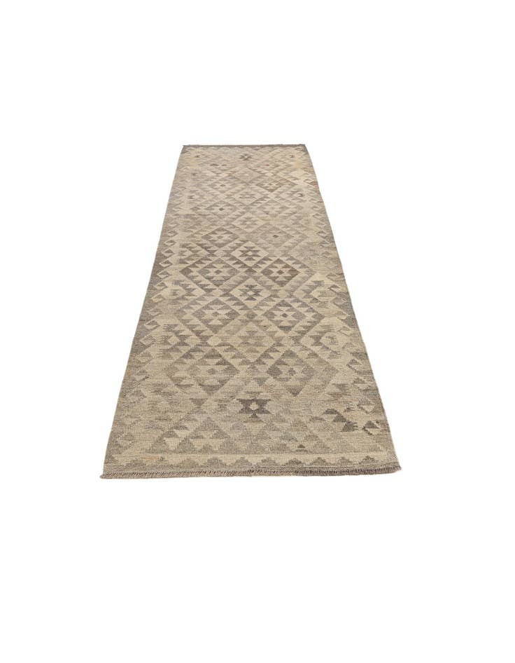 Detail image of  2' 9 x 9' 11  Hand Woven Kilim Maymana Wool Runner Rug