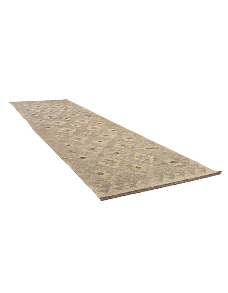 Detail image of  2' 9 x 9' 9  Hand Woven Kilim Maymana Wool Runner Rug