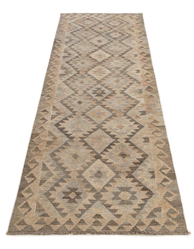 Detail image of  2' 9 x 9' 8  Hand Woven Kilim Maymana Wool Runner Rug