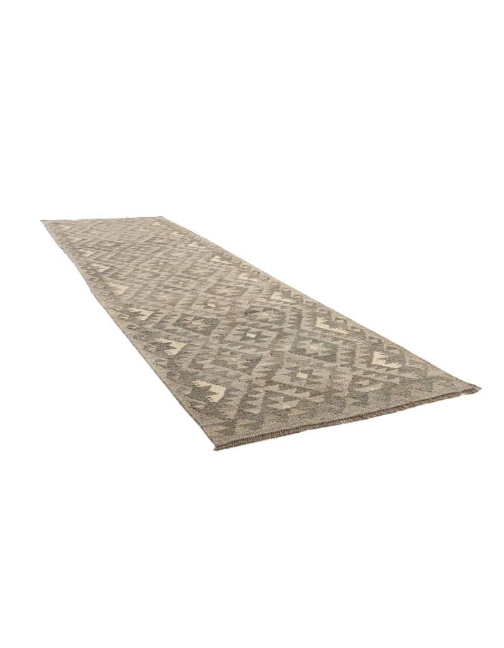 Detail image of  2' 11 x 9' 11  Hand Woven Kilim Maymana Wool Runner Rug