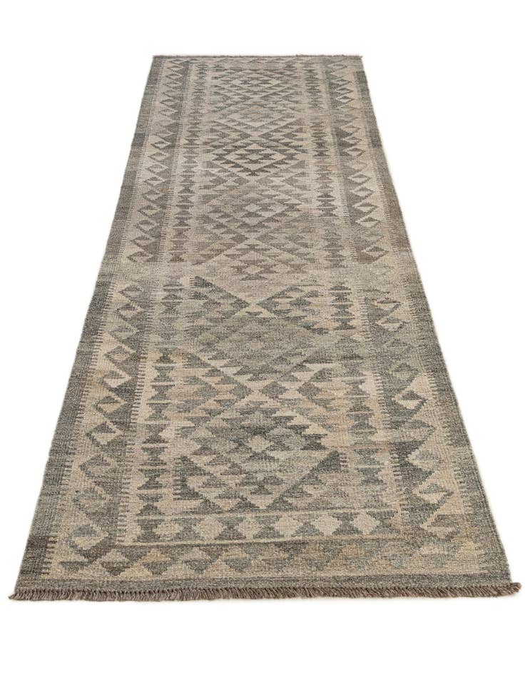 Detail image of  2' 9 x 9' 10  Hand Woven Kilim Maymana Wool Runner Rug