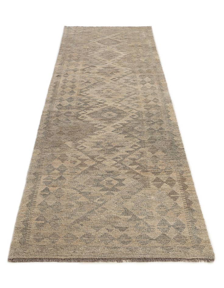 Detail image of  2' 8 x 9' 9  Hand Woven Kilim Maymana Wool Runner Rug