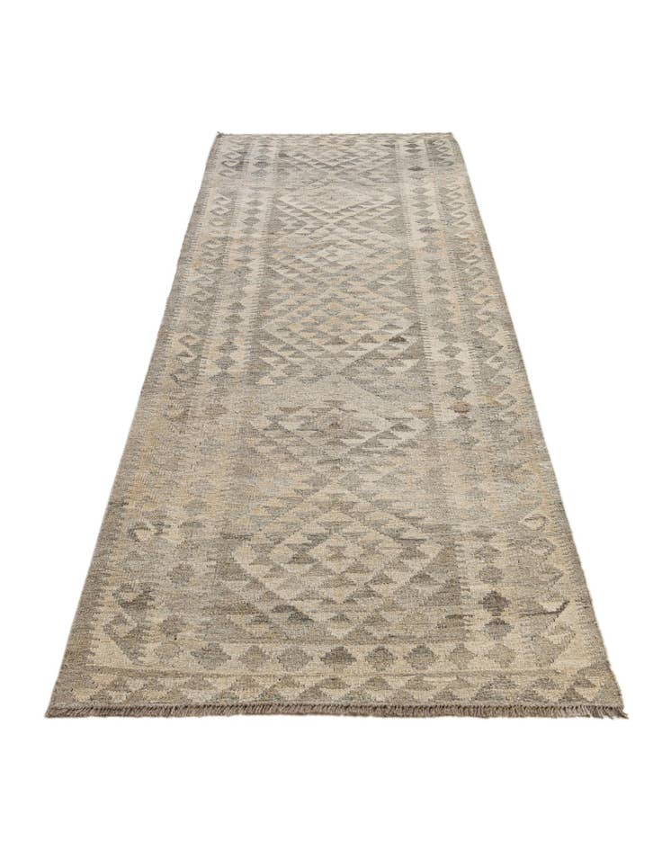 Detail image of  2' 10 x 9' 11  Hand Woven Kilim Maymana Wool Runner Rug