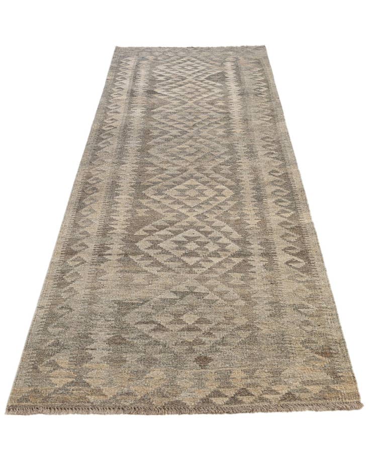 Detail image of  2' 10 x 9' 10  Hand Woven Kilim Maymana Wool Runner Rug