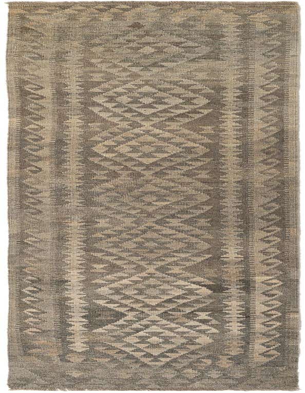 A 10 ft gray tribal runner rug with an intricate geometric pattern, ideal for a hallway.