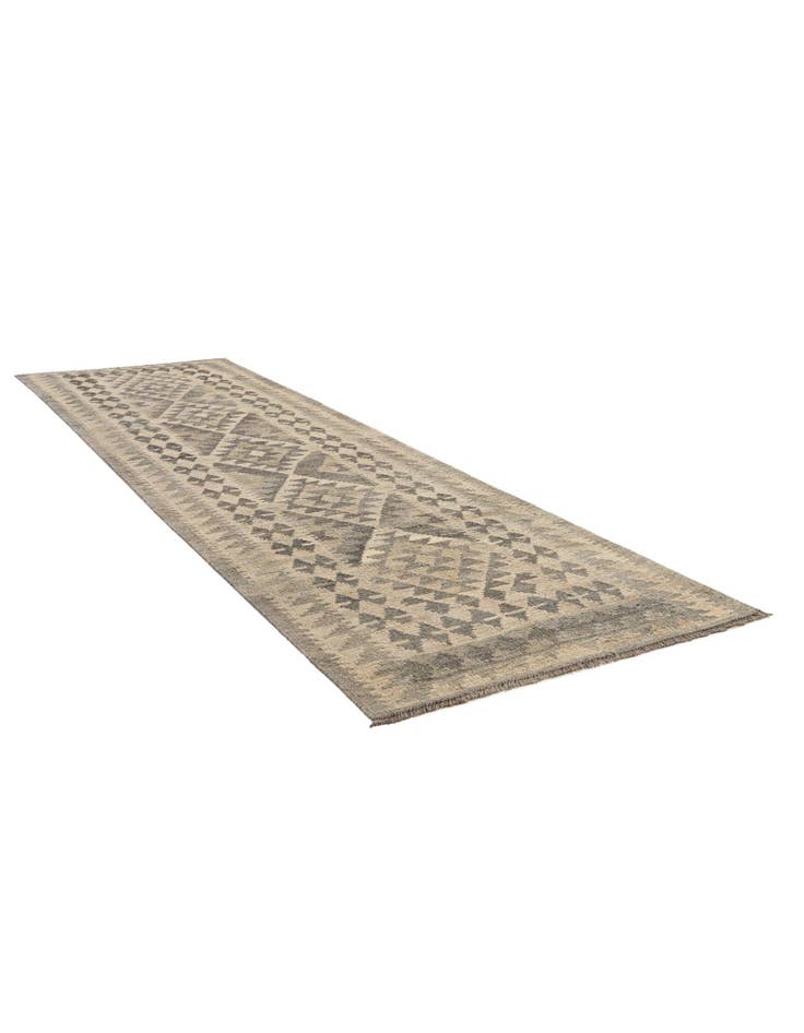 Detail image of  2' 10 x 9' 8  Hand Woven Kilim Maymana Wool Runner Rug