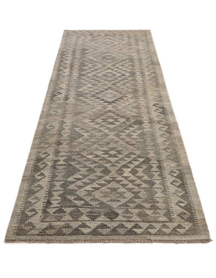 Detail image of  2' 10 x 9' 9  Hand Woven Kilim Maymana Wool Runner Rug