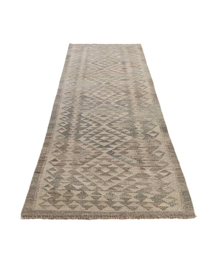 Detail image of  2' 10 x 9' 9  Hand Woven Kilim Maymana Wool Runner Rug