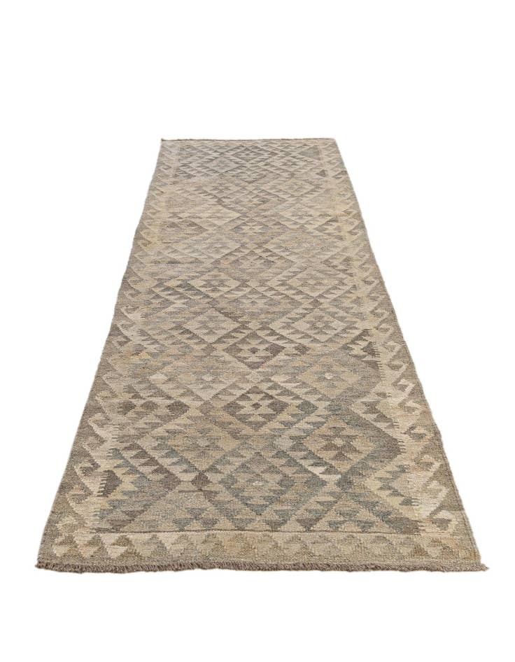 Detail image of  2' 10 x 9' 7  Hand Woven Kilim Maymana Wool Runner Rug