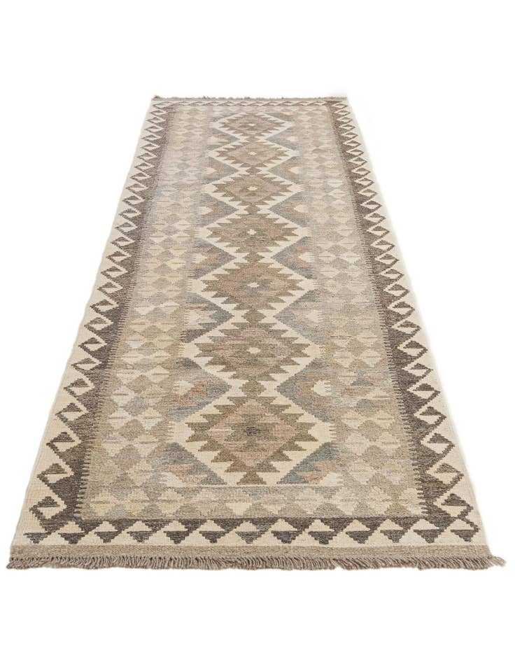 Detail image of  2' 10 x 9' 8  Hand Woven Kilim Maymana Wool Runner Rug