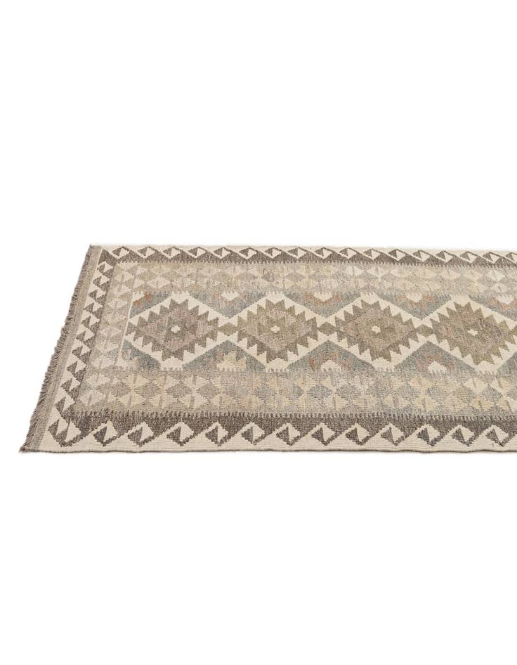 Detail image of  2' 10 x 9' 8  Hand Woven Kilim Maymana Wool Runner Rug