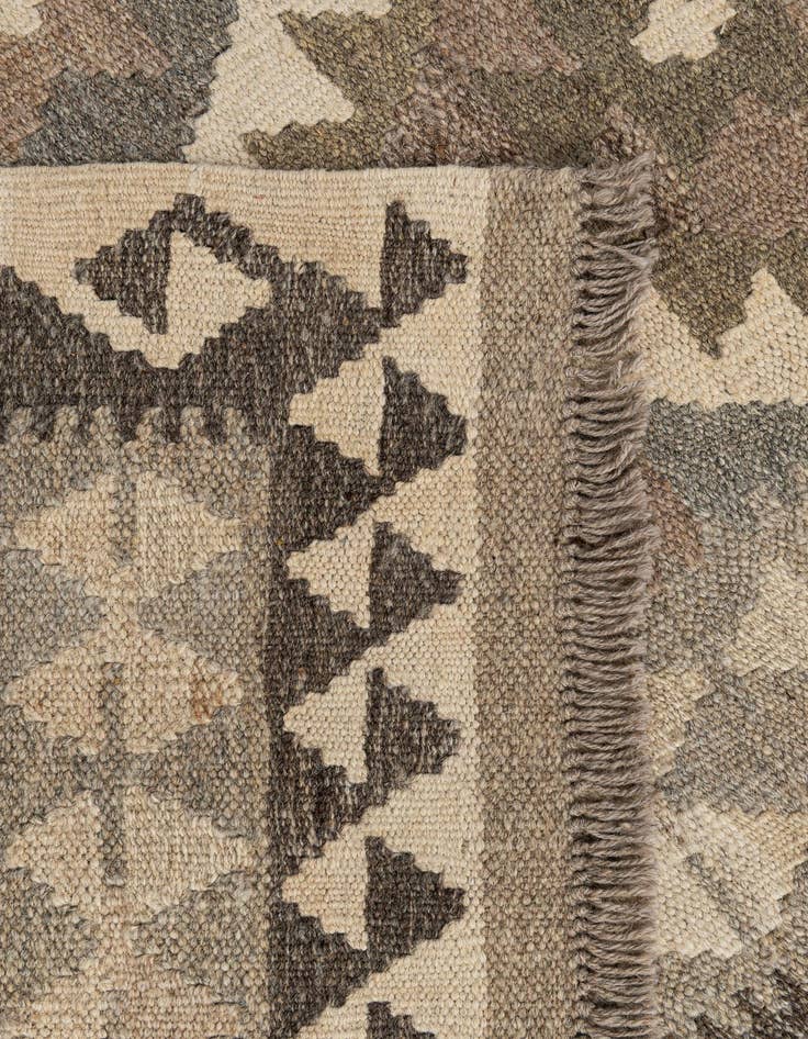 Detail image of  2' 10 x 9' 8  Hand Woven Kilim Maymana Wool Runner Rug