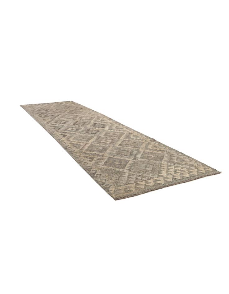 Detail image of  2' 10 x 9' 10  Hand Woven Kilim Maymana Wool Runner Rug
