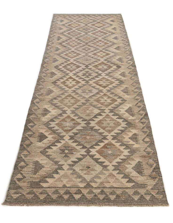 Detail image of  2' 9 x 9' 10  Hand Woven Kilim Maymana Wool Runner Rug